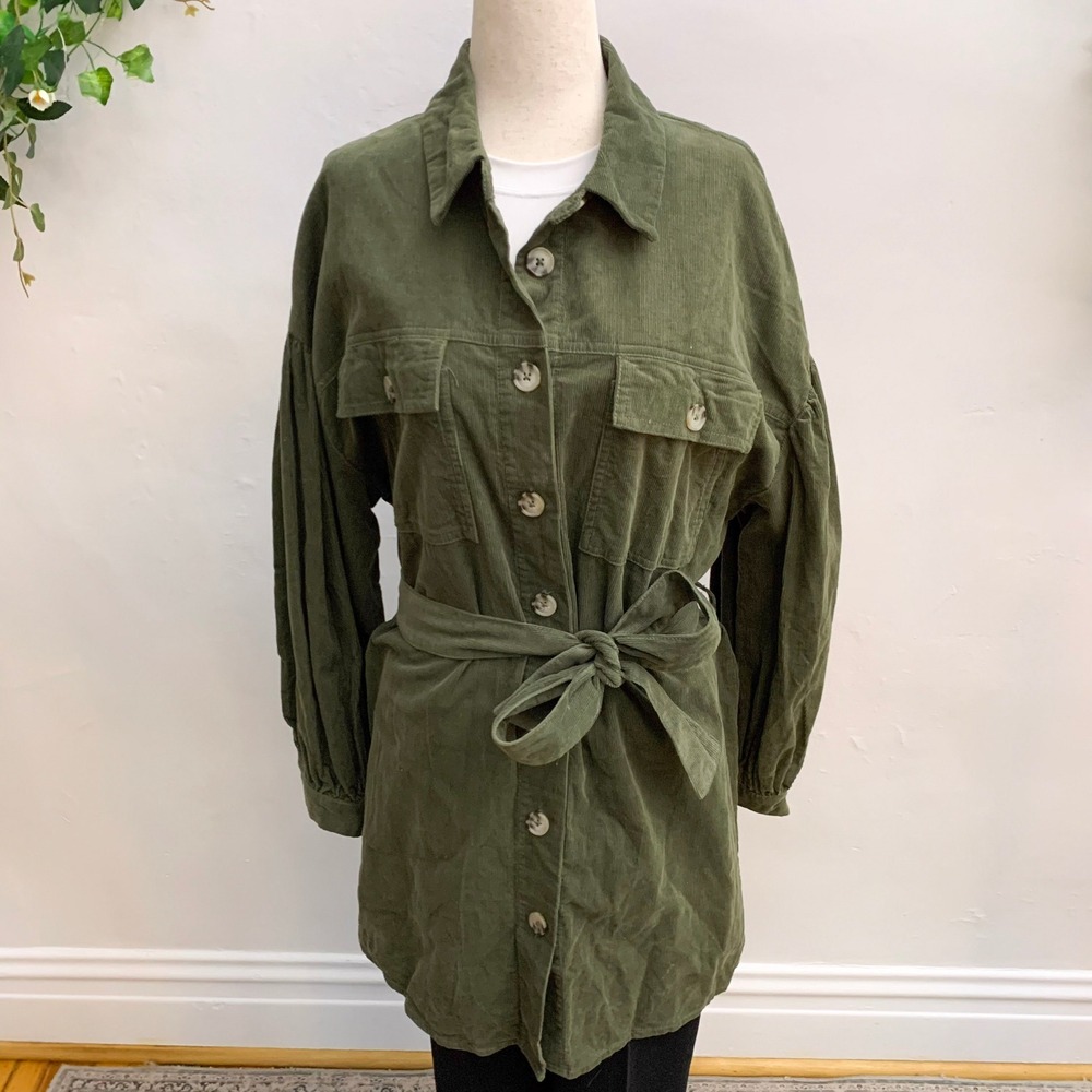 ASOS Green Corduroy Oversized Button Down Shirt Size‎ 10 Large